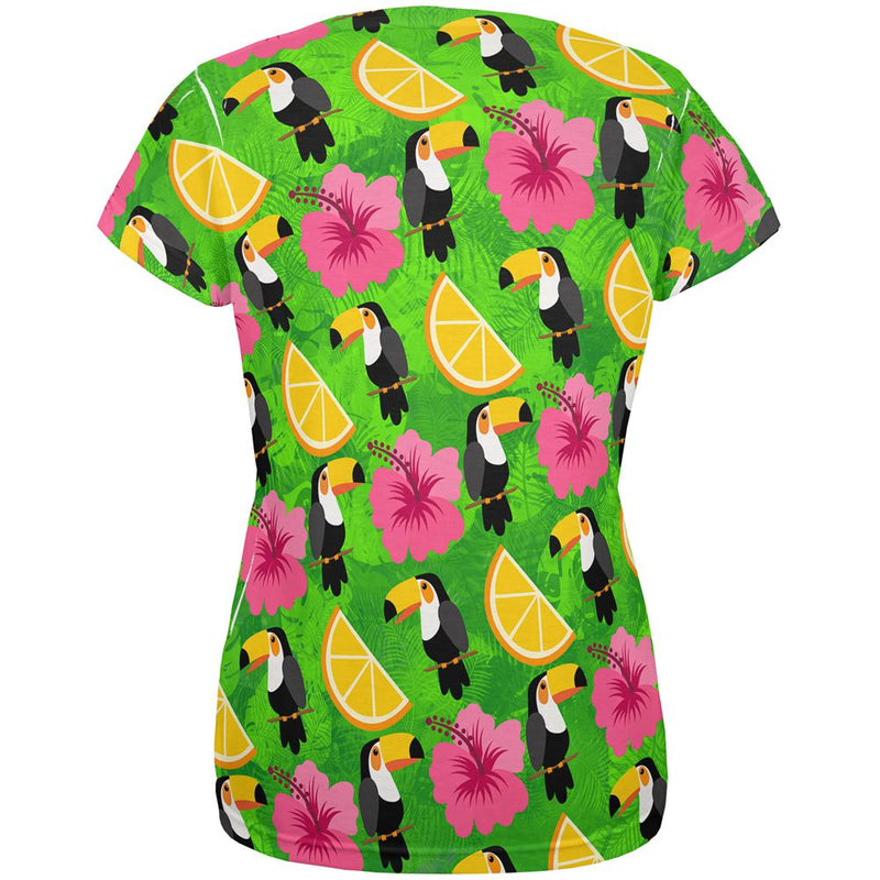 Tropical Vacation Toucan Pattern All Over Womens T Shirt Women's T-Shirts Old Glory   