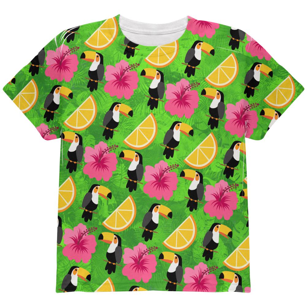 Tropical Vacation Toucan Pattern All Over Youth T Shirt Youth T-Shirts Old Glory LG Multi 