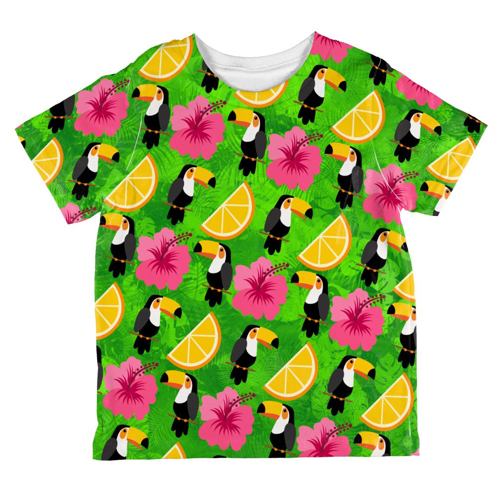 Tropical Vacation Toucan Pattern All Over Toddler T Shirt Toddler T-Shirts Old Glory 2T Multi 