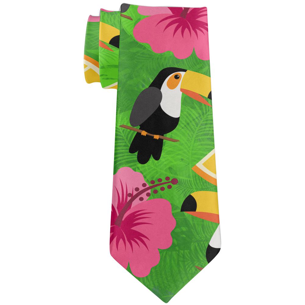 Tropical Vacation Toucan Pattern All Over Neck Tie Ties Old Glory OS Multi 