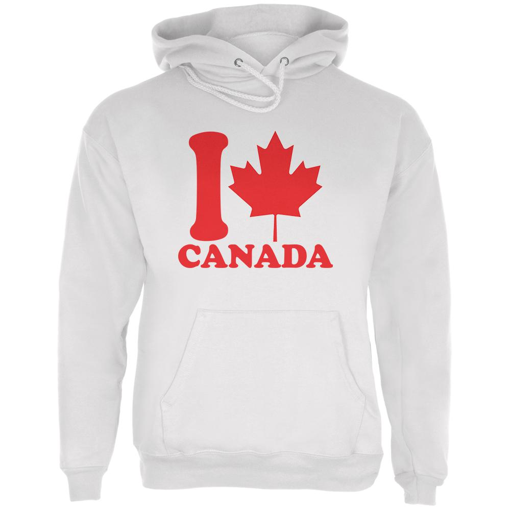 I Love Maple Leaf Heart Canada Mens Hoodie Men's Hoodies Old Glory LG White 