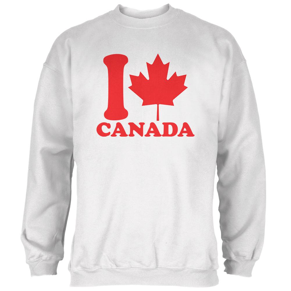 I Love Maple Leaf Heart Canada Mens Sweatshirt Men's Sweatshirts Old Glory 2XL White 