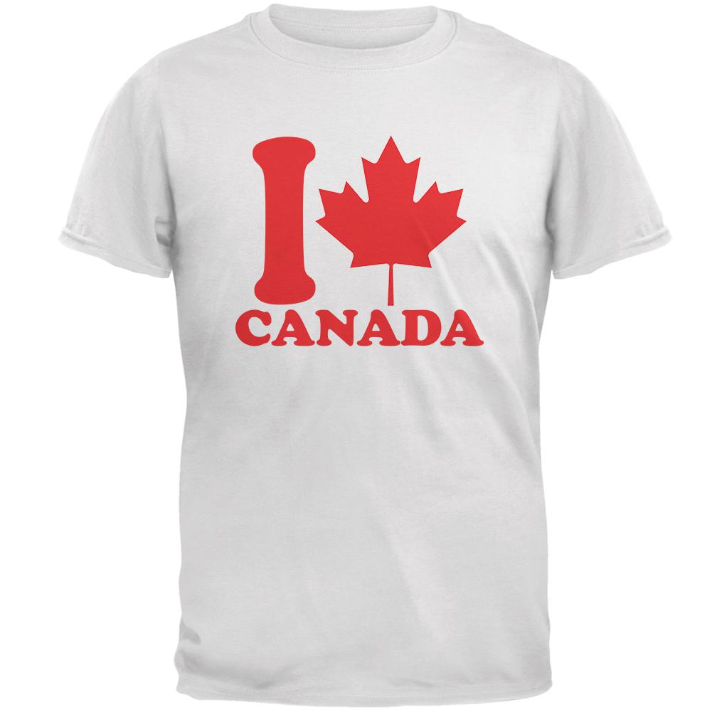I Love Maple Leaf Heart Canada Mens T Shirt Men's T-Shirts Old Glory 2XL White 