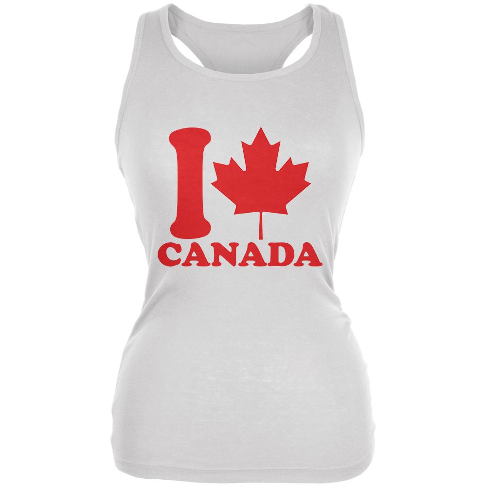 I Love Maple Leaf Heart Canada Juniors Soft Tank Top Juniors Tank Tops Old Glory 2XL White 