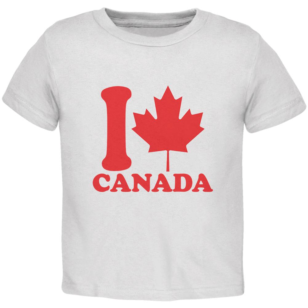 I Love Maple Leaf Heart Canada Toddler T Shirt Toddler T-Shirts Old Glory 2T White 