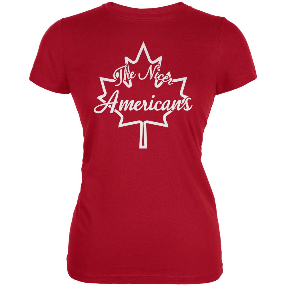 Canada The Nicer Americans Juniors Soft T Shirt Juniors T-Shirts Old Glory 2XL Red 