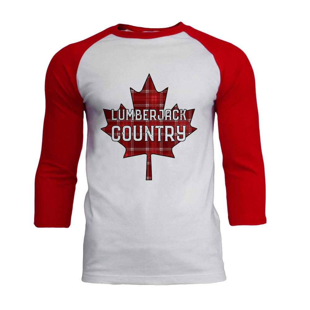 Canada Day Lumberjack Country Plaid Mens Soft Raglan T Shirt Men's T-Shirts Old Glory 2XL White-Red 