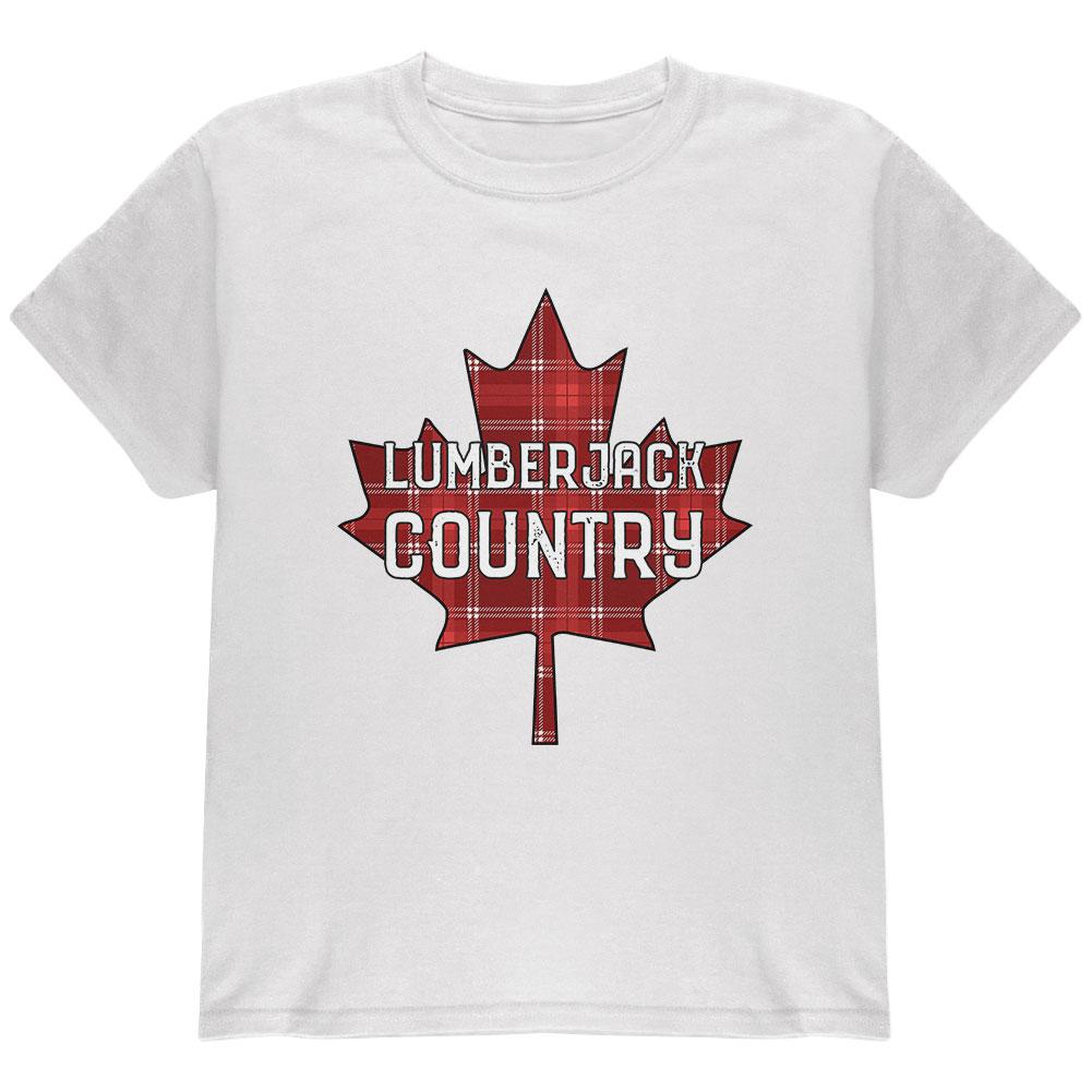 Canada Day Lumberjack Country Plaid Youth T Shirt Youth T-Shirts Old Glory LG White 