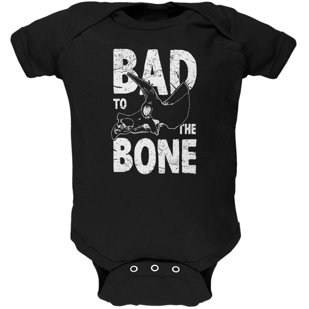 Dinosaur Triceratops Bad to the Bone Soft Baby One Piece Baby One Piece Old Glory 0-3M Black 