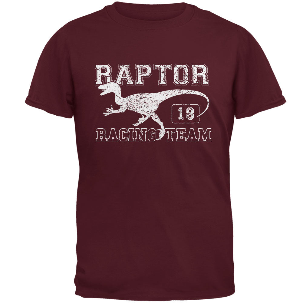 Dinosaur Velociraptor Raptor Racing Mens T Shirt Men's T-Shirts Old Glory 2XL Maroon 