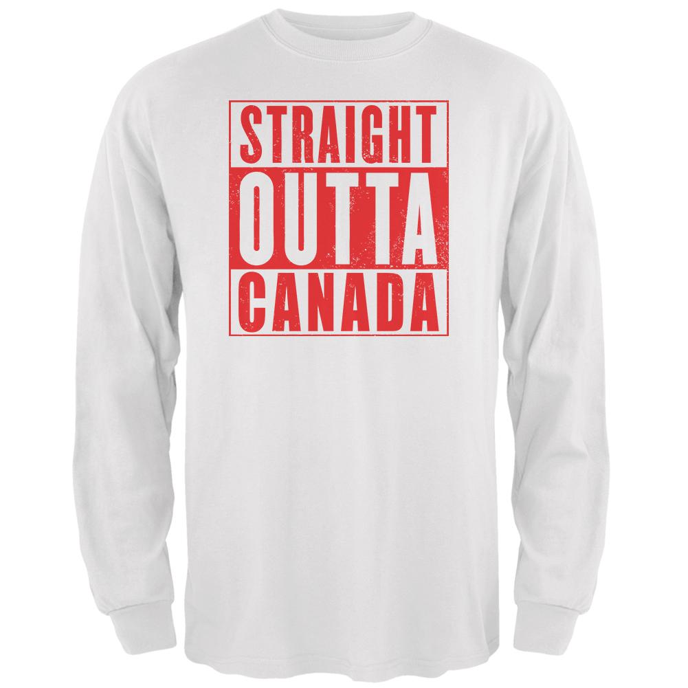 Straight Outta Canada Mens Long Sleeve T Shirt Men's Long Sleeves Old Glory 2XL White 