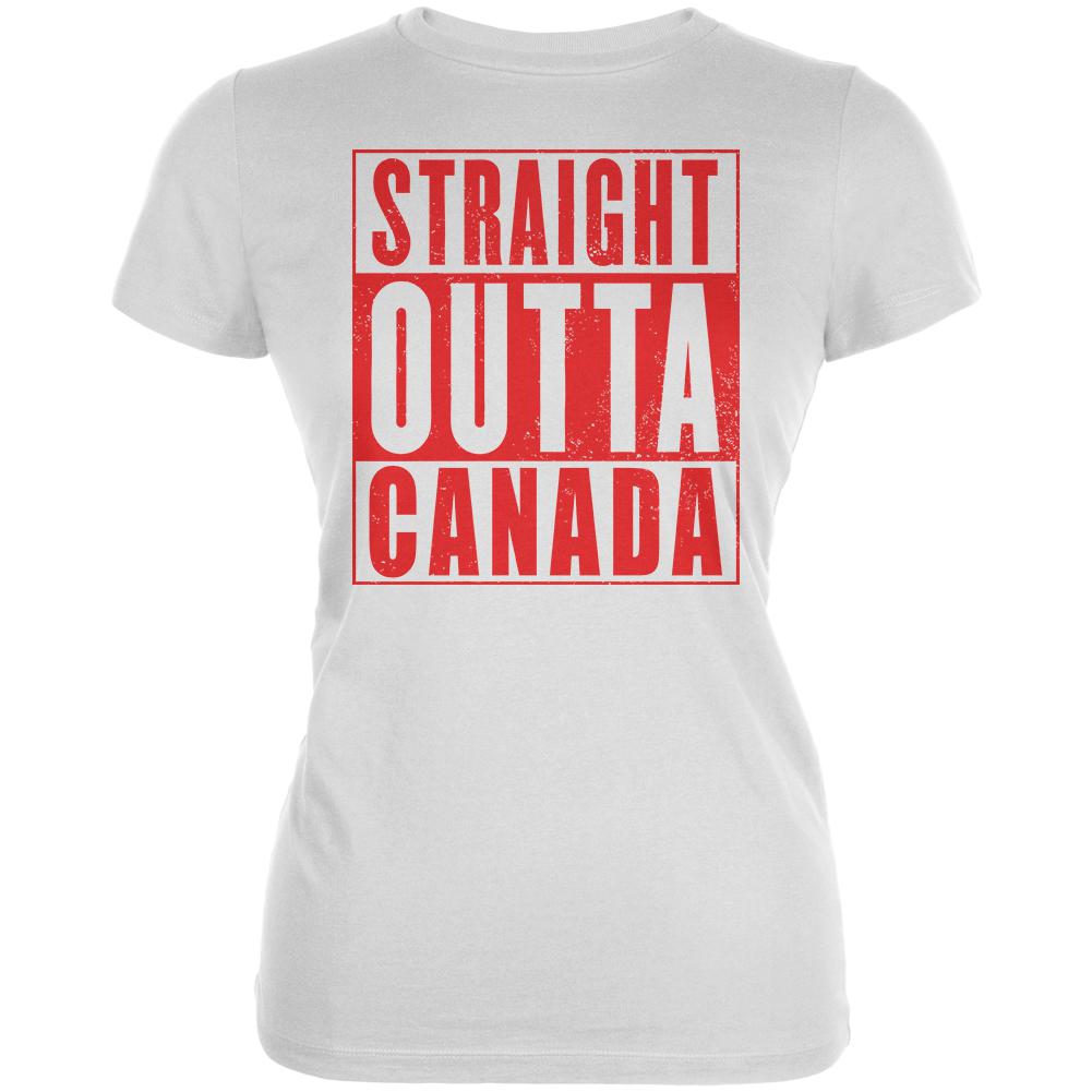 Straight Outta Canada Juniors Soft T Shirt Juniors T-Shirts Old Glory 2XL White 
