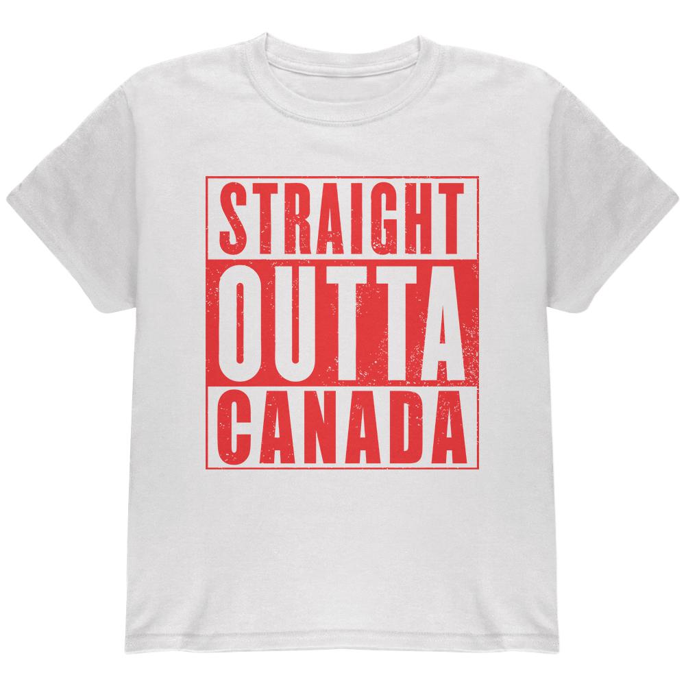 Straight Outta Canada Youth T Shirt Youth T-Shirts Old Glory LG White 