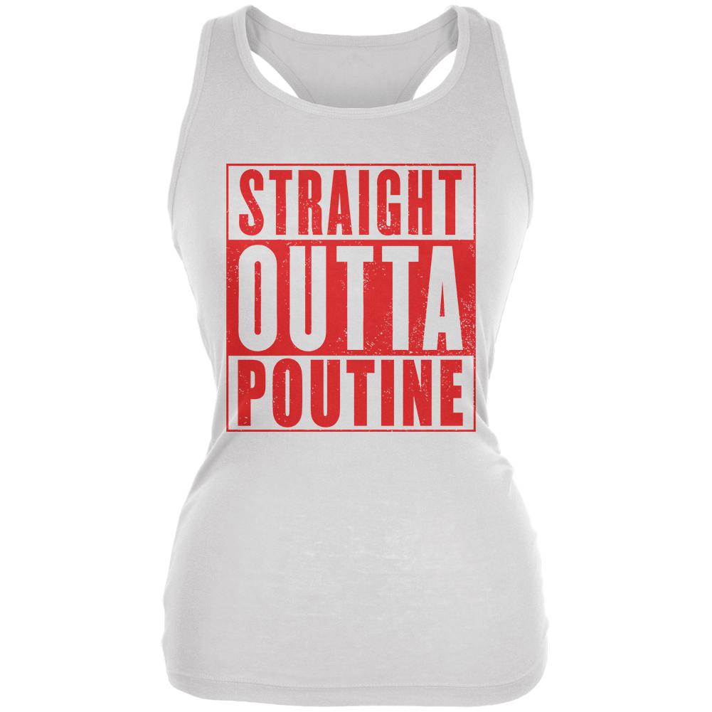 Straight Outta Poutine Juniors Soft Tank Top Juniors Tank Tops Old Glory 2XL White 