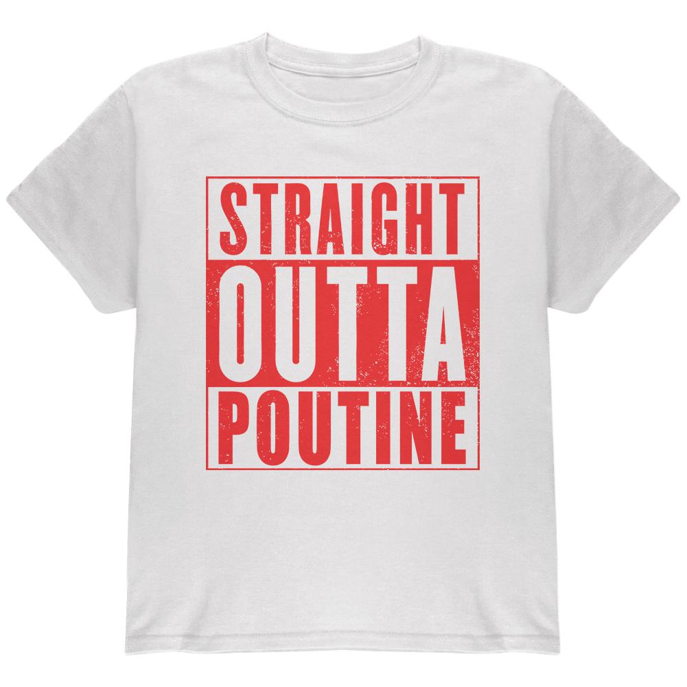 Straight Outta Poutine Youth T Shirt Youth T-Shirts Old Glory LG White 