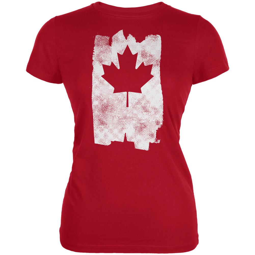 Graffiti Maple Leaf Canadian Flag Juniors Soft T Shirt Juniors T-Shirts Old Glory 2XL Red 