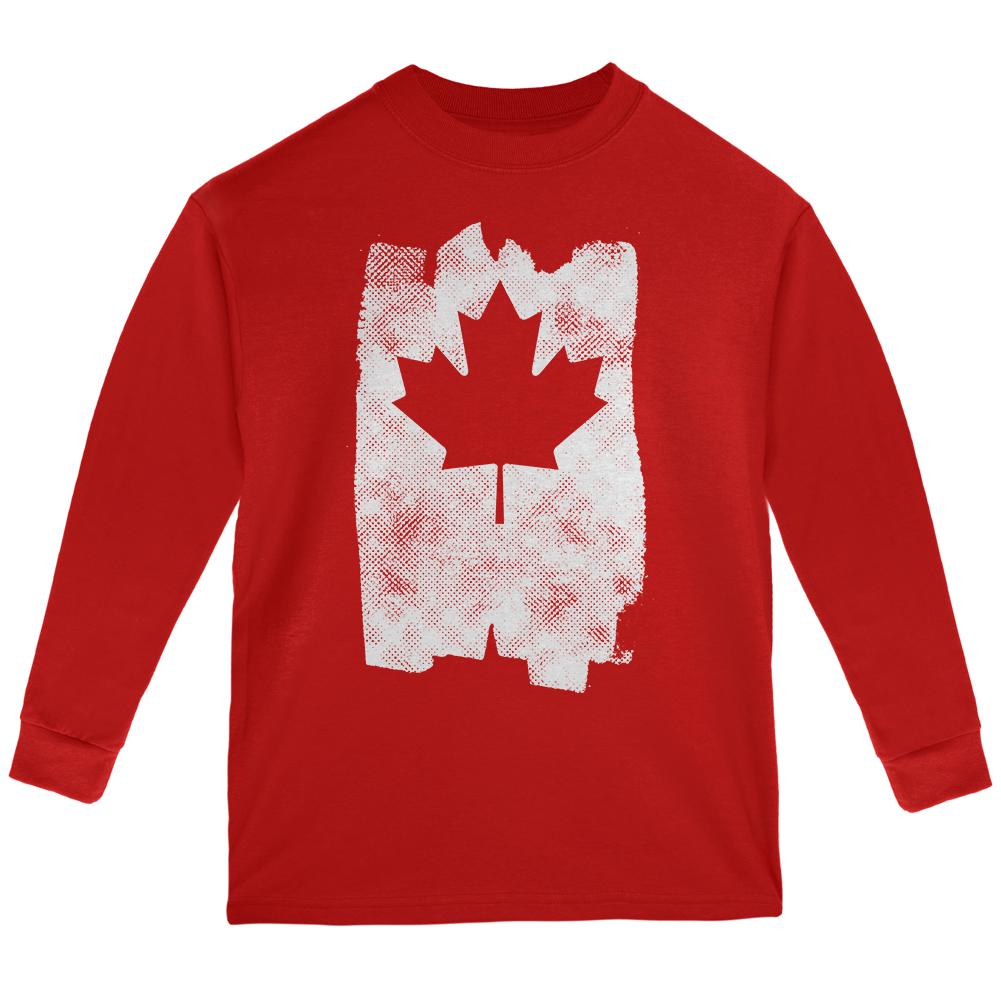 Graffiti Maple Leaf Canadian Flag Youth Long Sleeve T Shirt Youth Long Sleeves Old Glory LG Red 