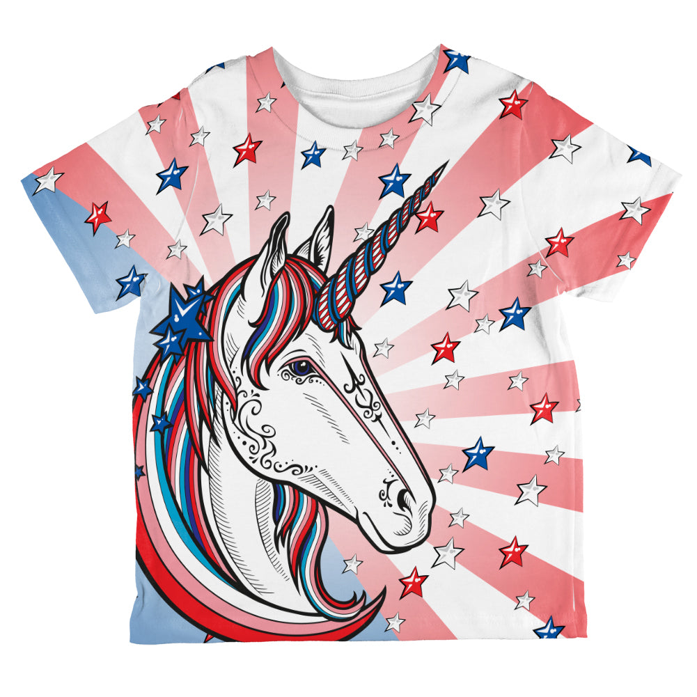 4th of July Freedom is Magical Unicorn All Over Toddler T Shirt Toddler T-Shirts 4th of July 2T Multicolor 