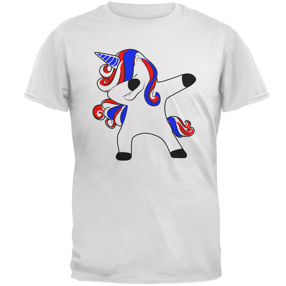 4th of July Dabbing Unicorn Americorn Mens T Shirt Men's T-Shirts 4th of July 2XL White 