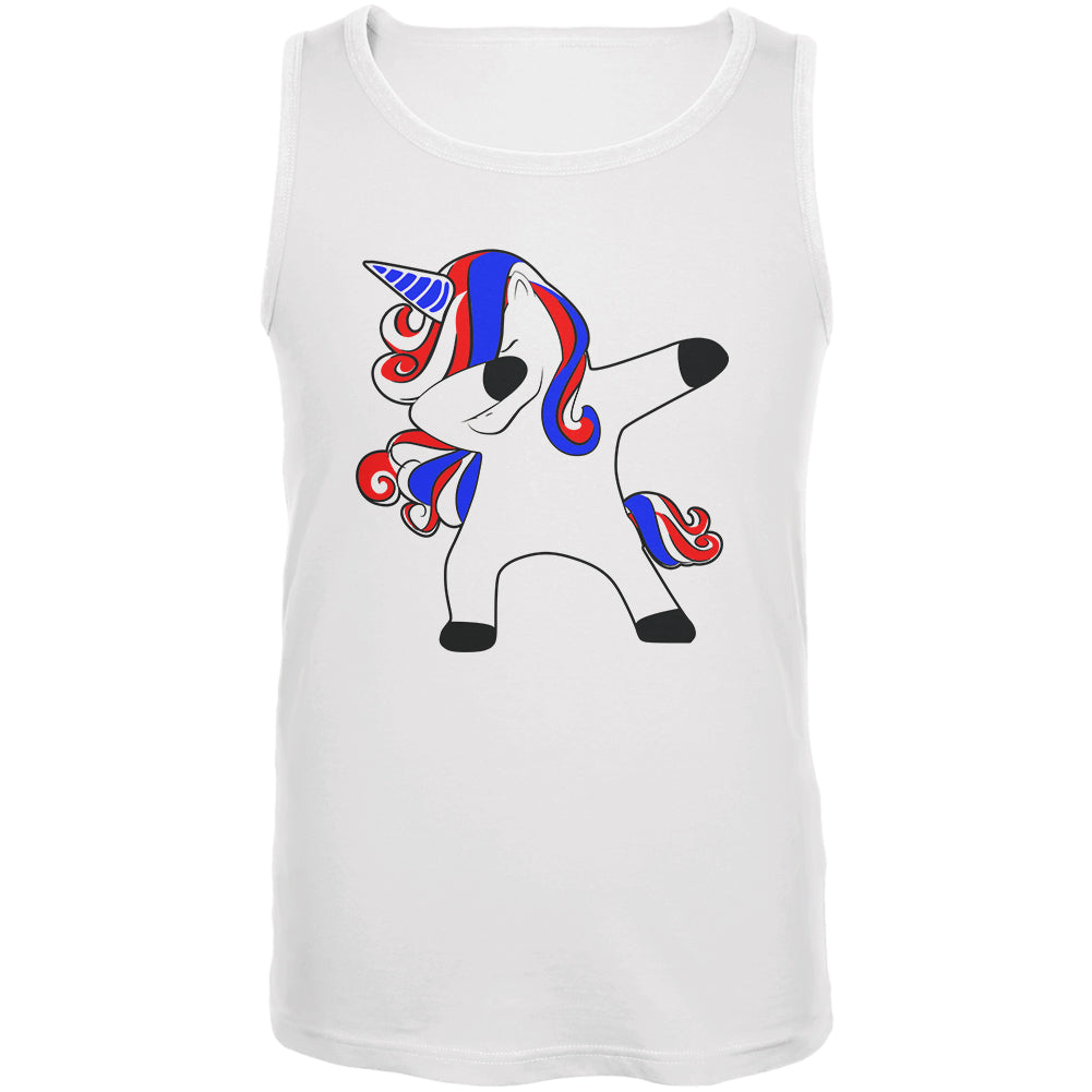 4th of July Dabbing Unicorn Americorn Mens Tank Top Men's Tank Tops 4th of July 2XL White 