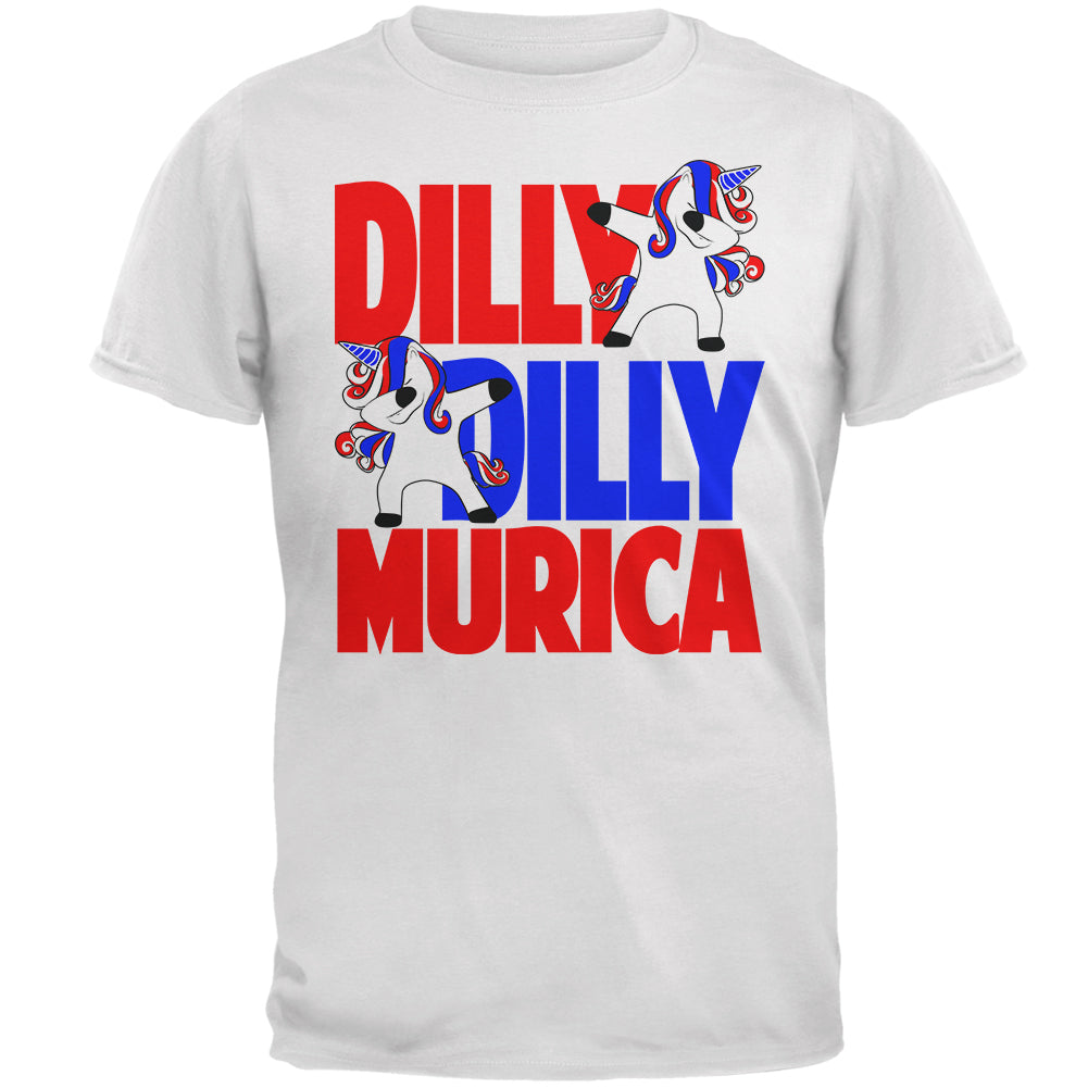 4th of July Dilly Dilly Murica Dabbing Unicorn Mens T Shirt Men's T-Shirts 4th of July 2XL White 