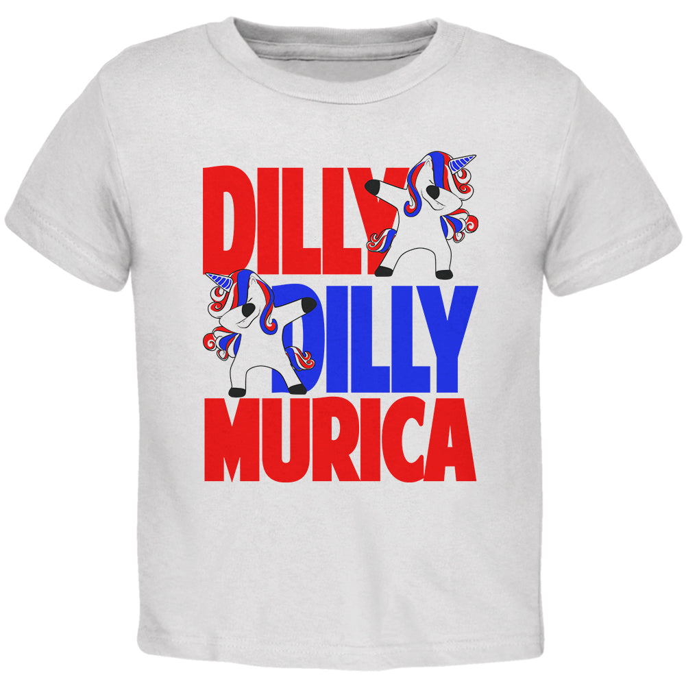 4th of July Dilly Dilly Murica Dabbing Unicorn Toddler T Shirt Toddler T-Shirts 4th of July 2T White 