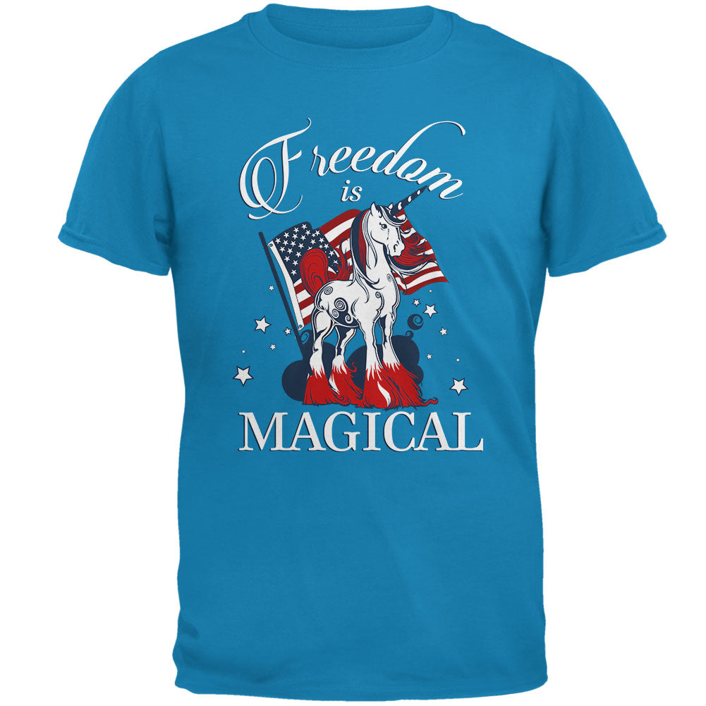 4th Of July Freedom Is Magical Unicorn Mens T Shirt Men's T-Shirts 4th of July 2XL Sapphire 