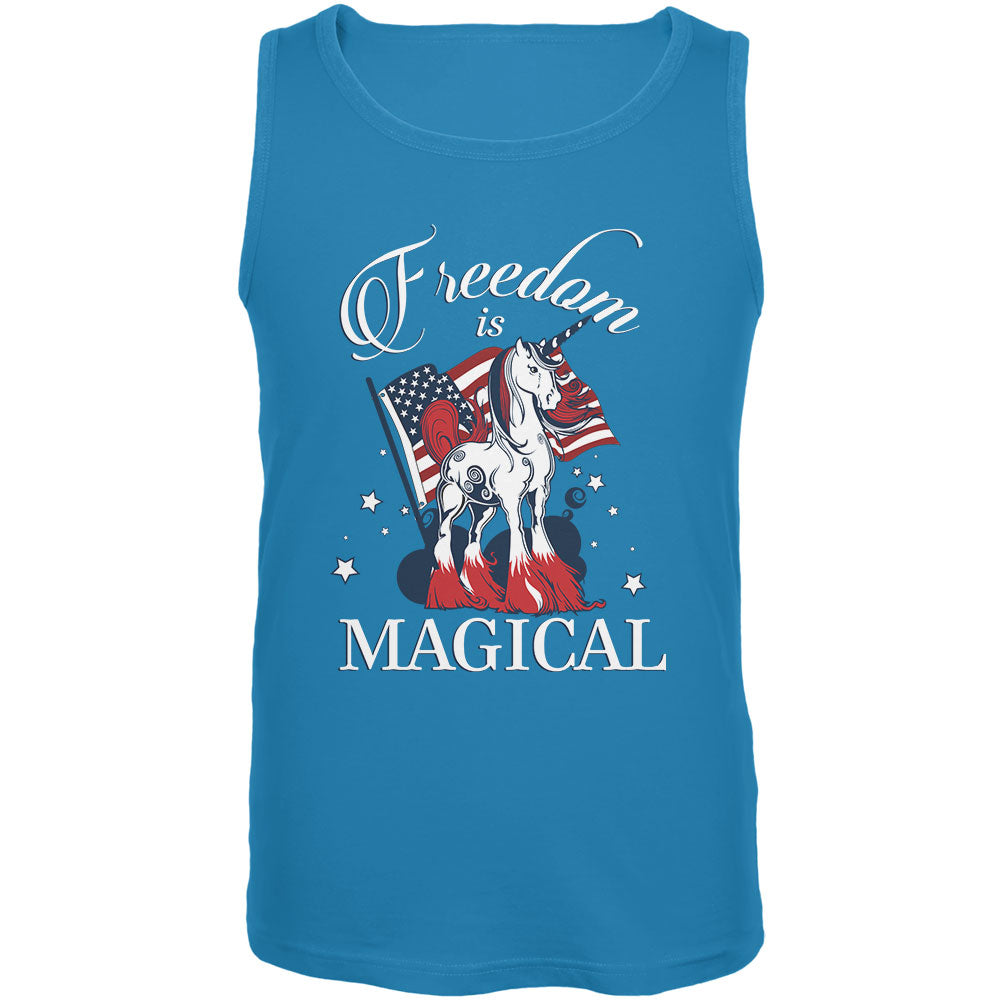 4th Of July Freedom Is Magical Unicorn Mens Tank Top Men's Tank Tops 4th of July LG Turquoise 