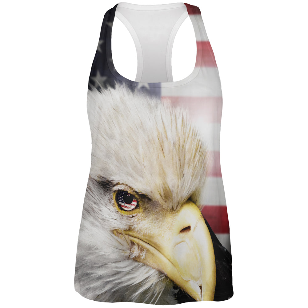 4th of July American Bald Eagle Eye Flag All Over Womens Work Out Tank Top Women's Tank Tops 4th of July 2XL Multicolor 