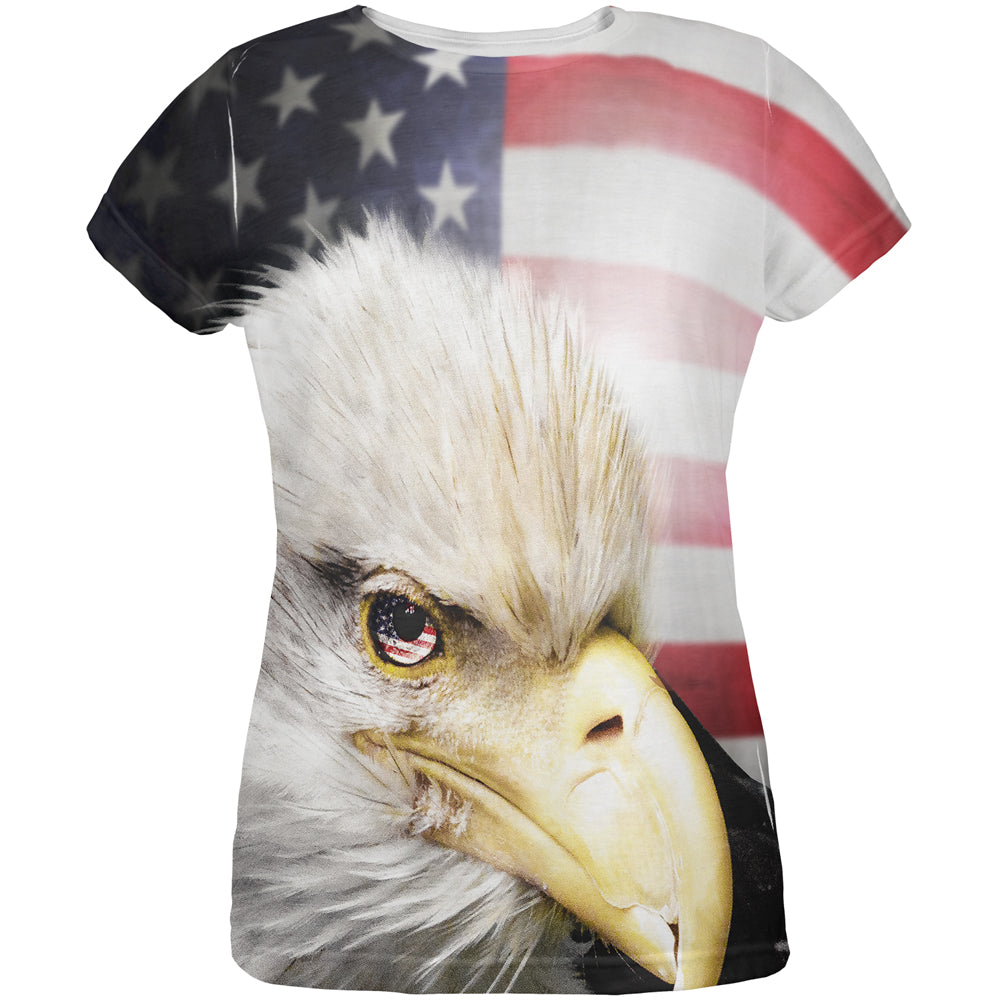 4th of July American Bald Eagle Eye Flag All Over Womens T Shirt Women's T-Shirts 4th of July LG Multicolor 