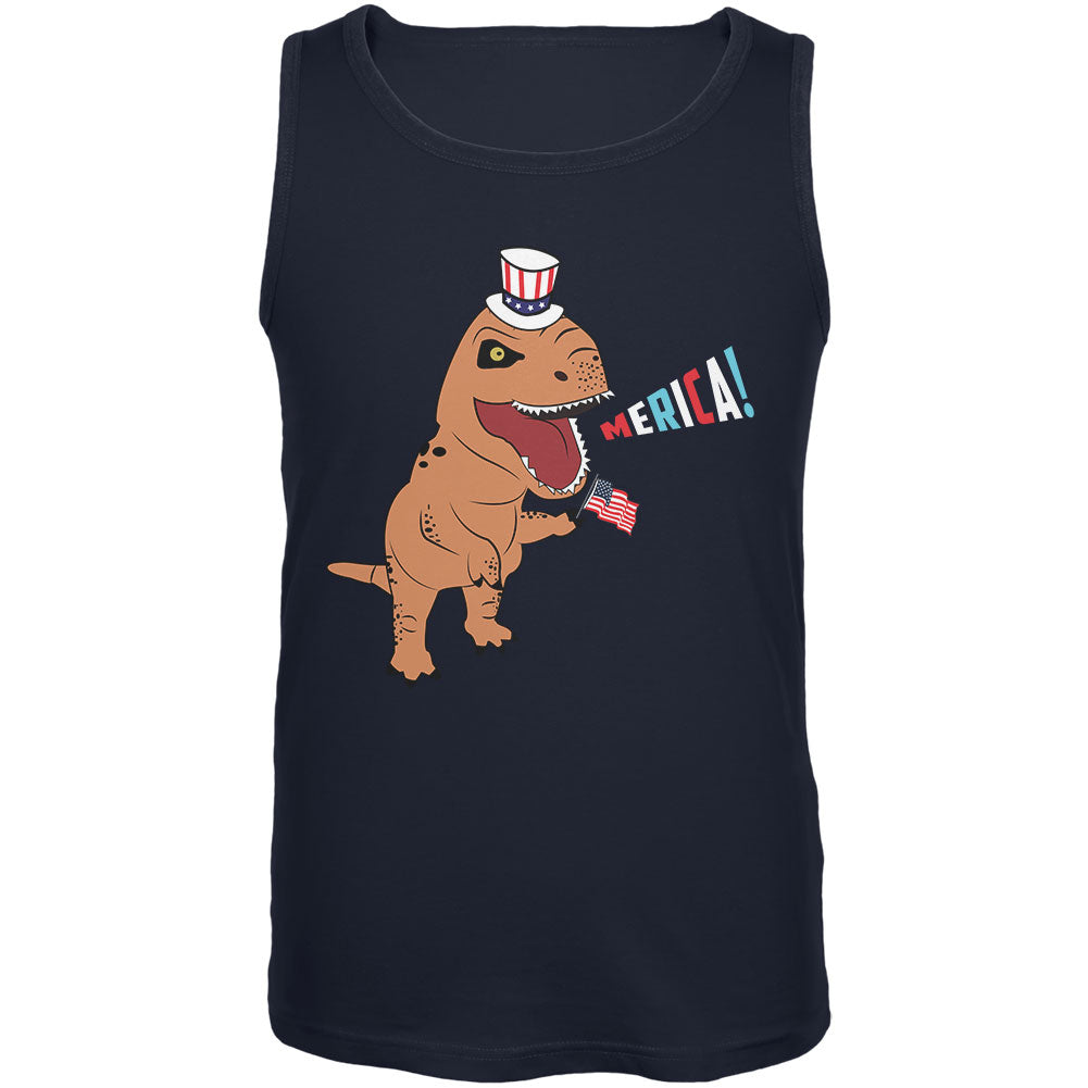 4th Of July Merica Patriotic T-Rex Dinosaur Mens Tank Top Men's Tank Tops 4th of July 2XL Navy 