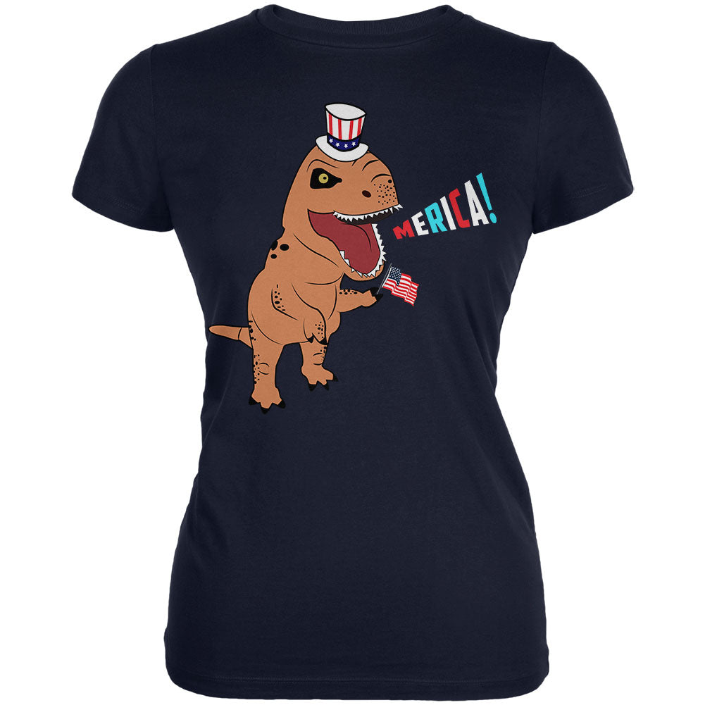 4th Of July Merica Patriotic T-Rex Dinosaur Juniors Soft T Shirt Juniors T-Shirts 4th of July 2XL Navy 