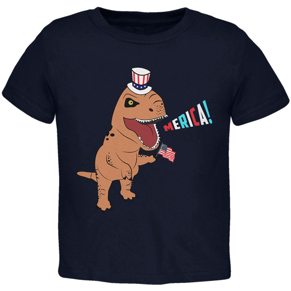 4th Of July Merica Patriotic T-Rex Dinosaur Toddler T Shirt Toddler T-Shirts 4th of July 2T Navy 