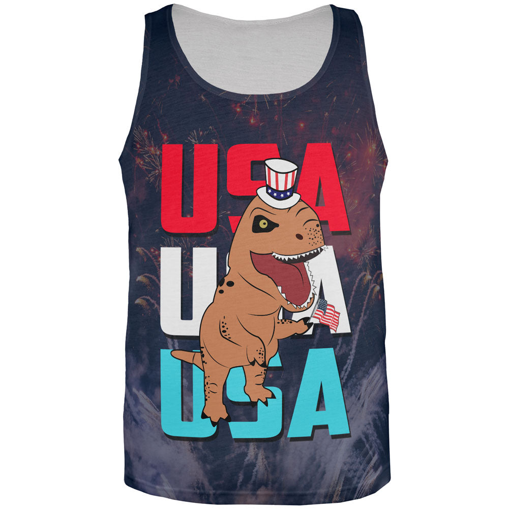 4th Of July USA Patriotic T-Rex All Over Mens Tank Top Men's Tank Tops 4th of July 2XL Multicolor 