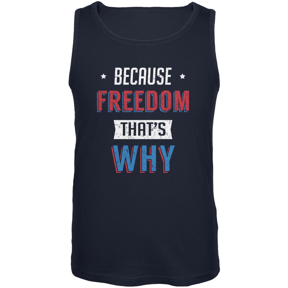 4th of July Because Freedom Mens Tank Top Men's Tank Tops Old Glory 2XL Navy 