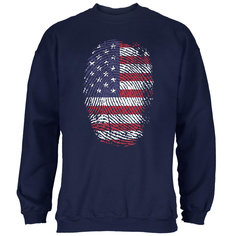 4th of July American Flag Pride Thumbprint Mens Sweatshirt Men's Sweatshirts Old Glory 2XL Navy 