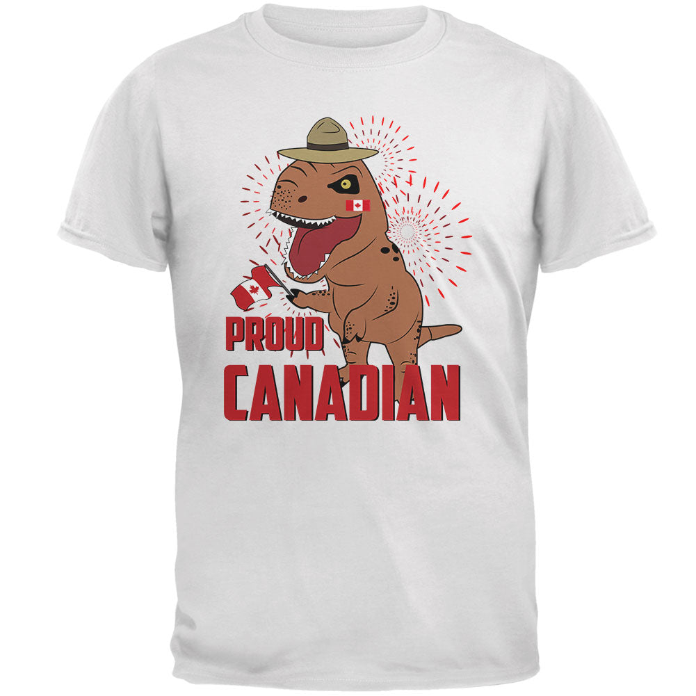 Canada Day Proud Canadian T-Rex Mens T Shirt Men's T-Shirts Old Glory 2XL White 