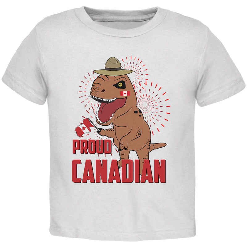 Canada Day Proud Canadian T-Rex Toddler T Shirt Toddler T-Shirts Old Glory 2T White 