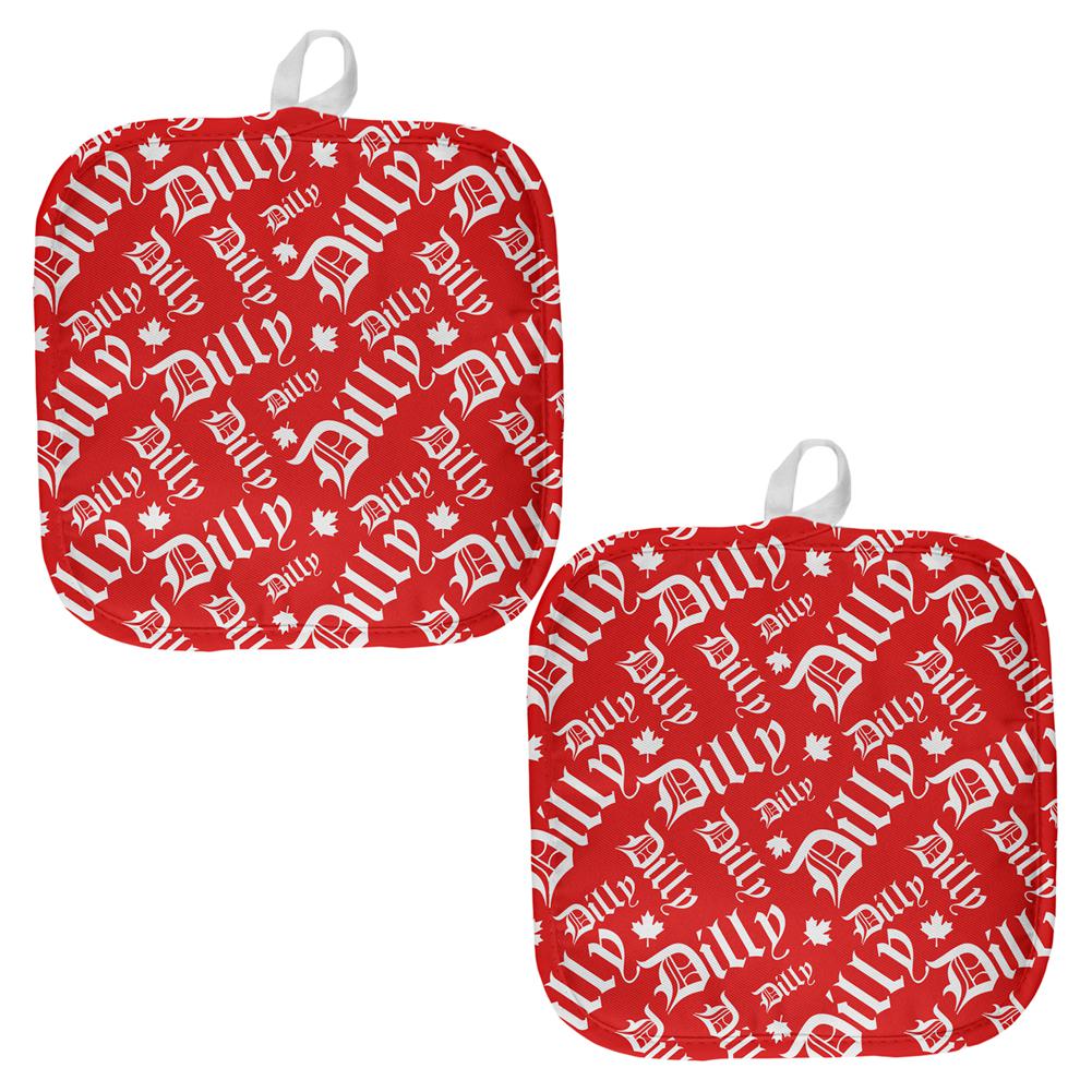 Canada Day Dilly Dilly Maple Leaf All Over Pot Holder (Set of 2) Pot Holders Old Glory OS Multi 