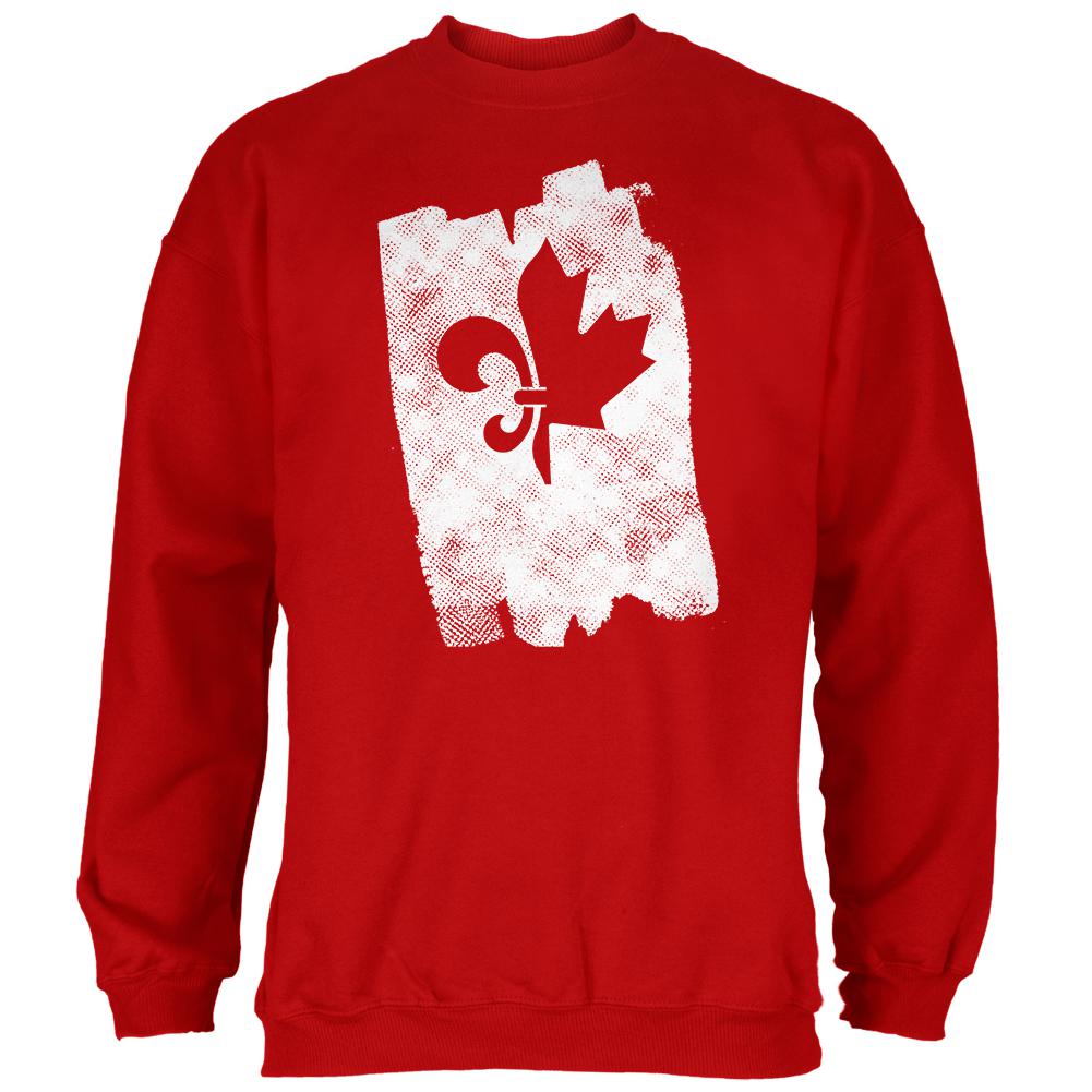 Graffiti French Canadian Fleur de Lis Maple Leaf Mens Sweatshirt Men's Sweatshirts Old Glory 2XL Red 