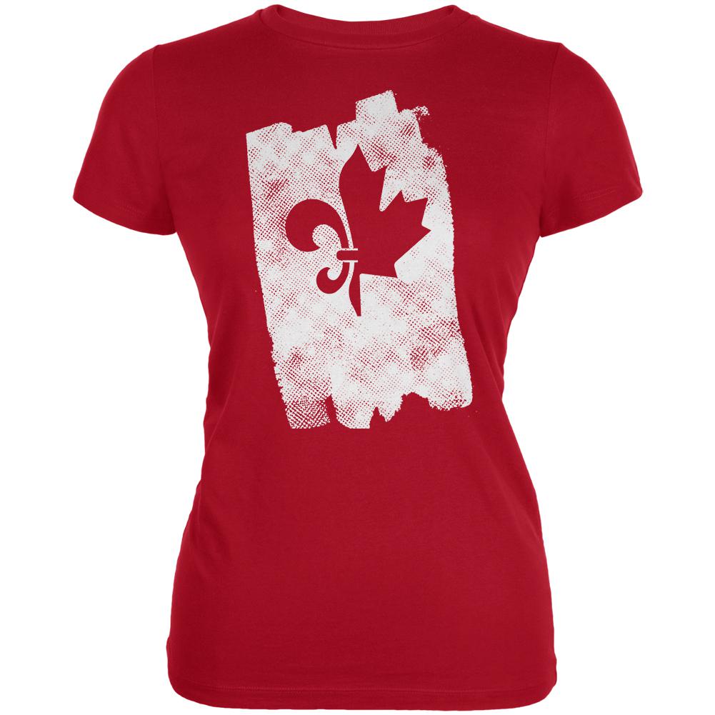 Graffiti French Canadian Fleur de Lis Maple Leaf Juniors Soft T Shirt Juniors T-Shirts Old Glory 2XL Red 