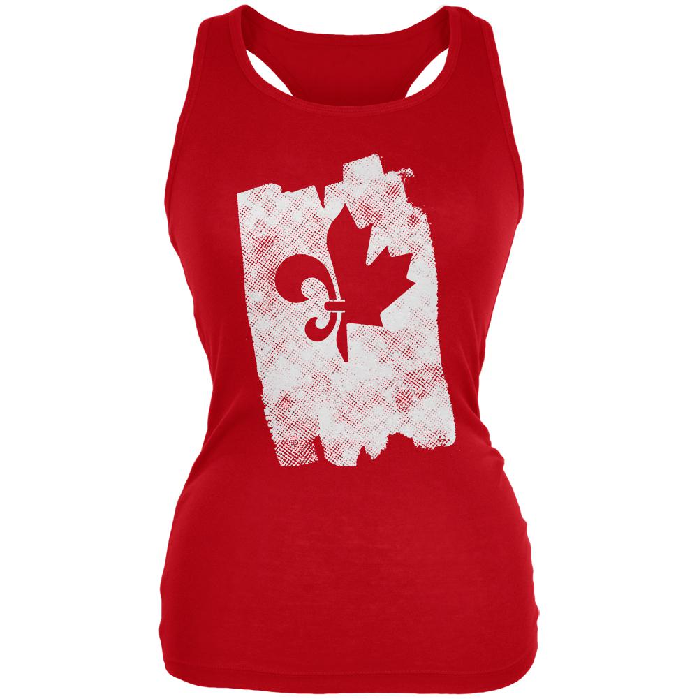 Graffiti French Canadian Fleur de Lis Maple Leaf Juniors Soft Tank Top Juniors Tank Tops Old Glory 2XL Red 