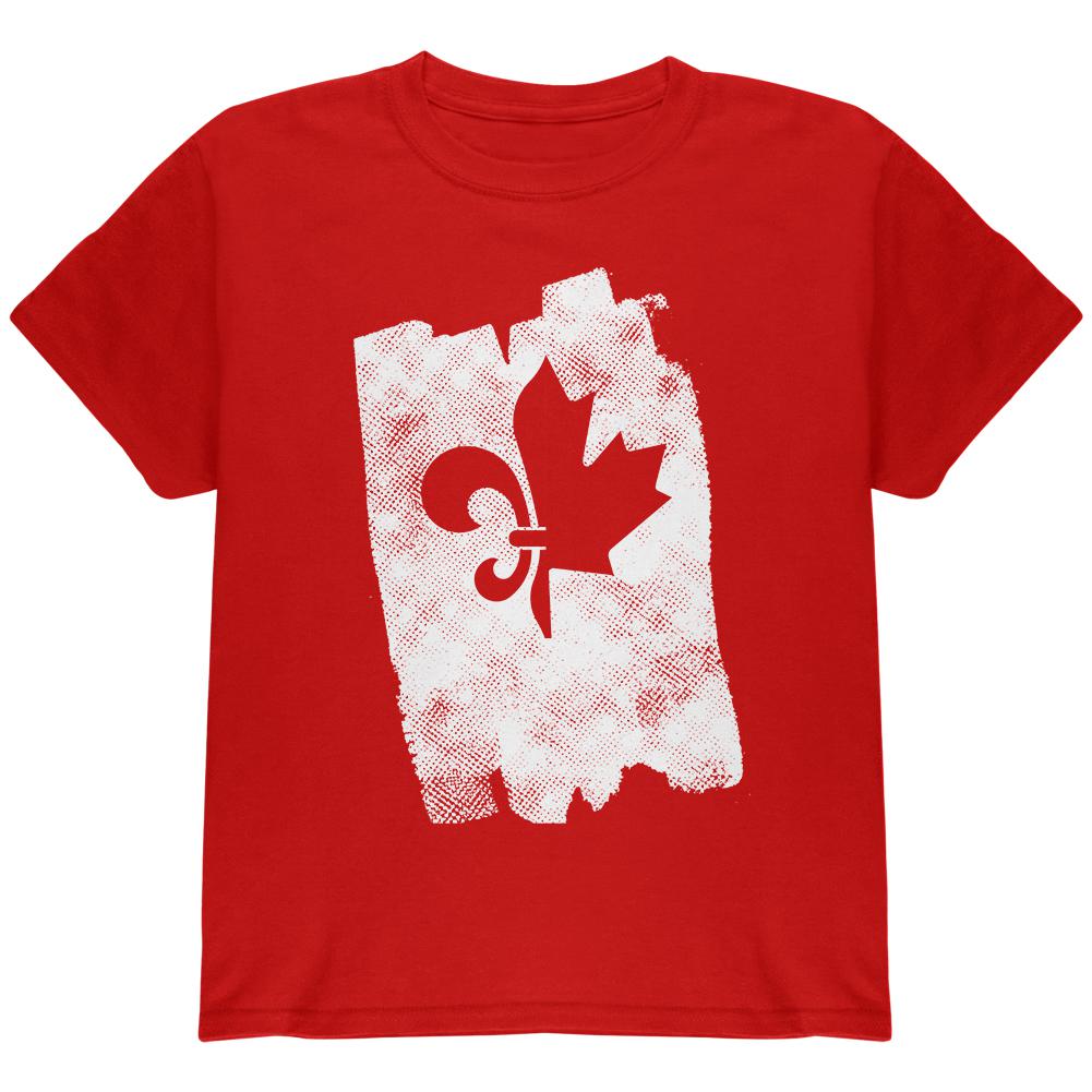 Graffiti French Canadian Fleur de Lis Maple Leaf Youth T Shirt Youth T-Shirts Old Glory LG Red 