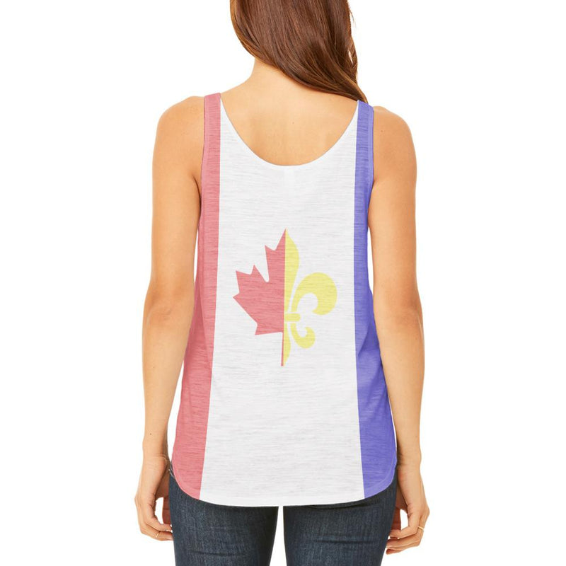 French Canadian Flag Juniors Flowy Side Slit Tank Top Juniors Tank Tops Old Glory   