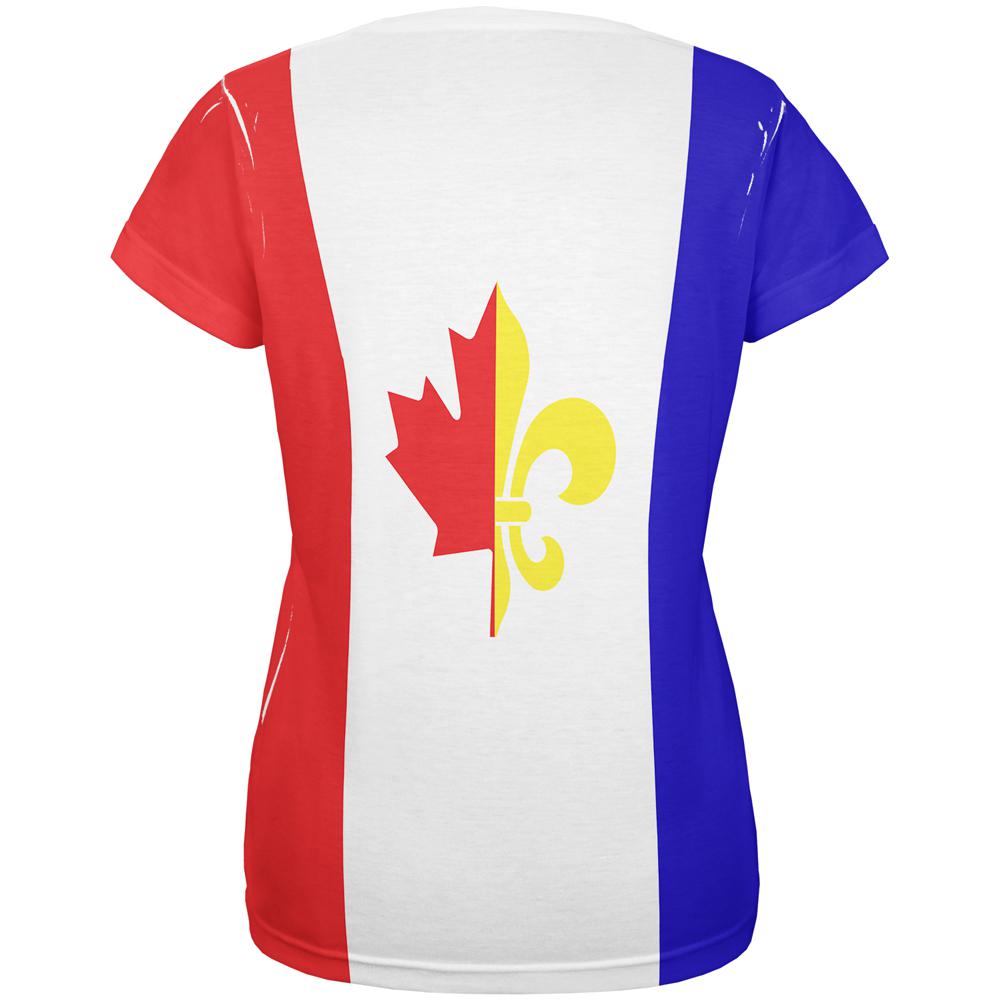 French Canadian Flag All Over Womens T Shirt Women's T-Shirts Old Glory   