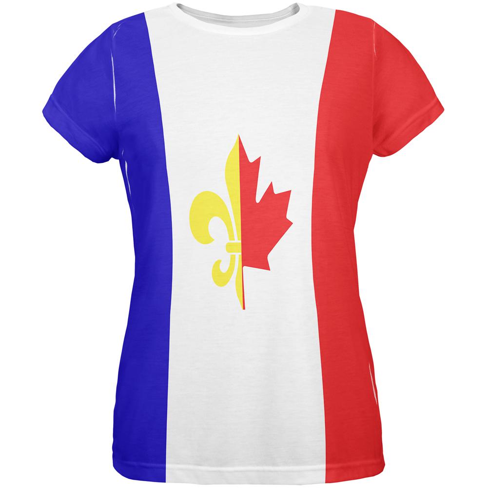 French Canadian Flag All Over Womens T Shirt Women's T-Shirts Old Glory 2XL Multi 