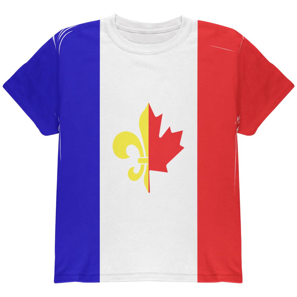 French Canadian Flag All Over Youth T Shirt Youth T-Shirts Old Glory LG Multi 