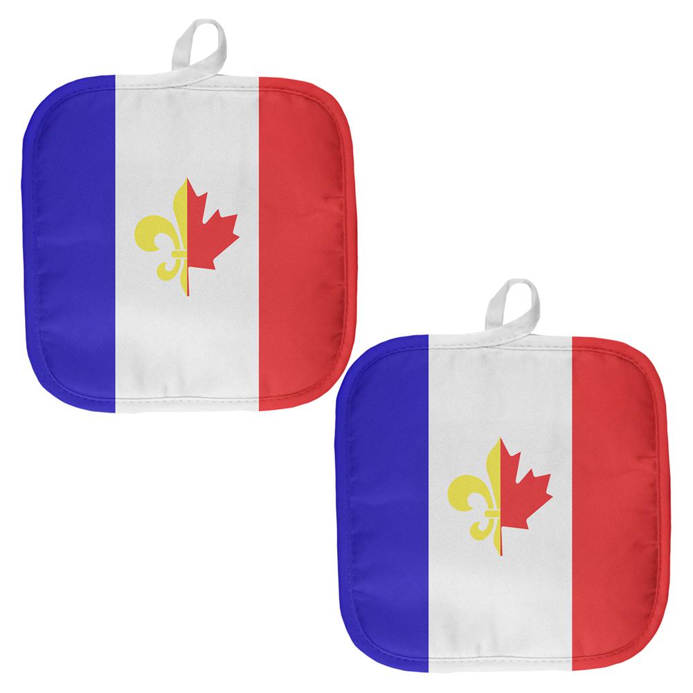 French Canadian Flag All Over Pot Holder (Set of 2) Pot Holders Old Glory OS Multi 