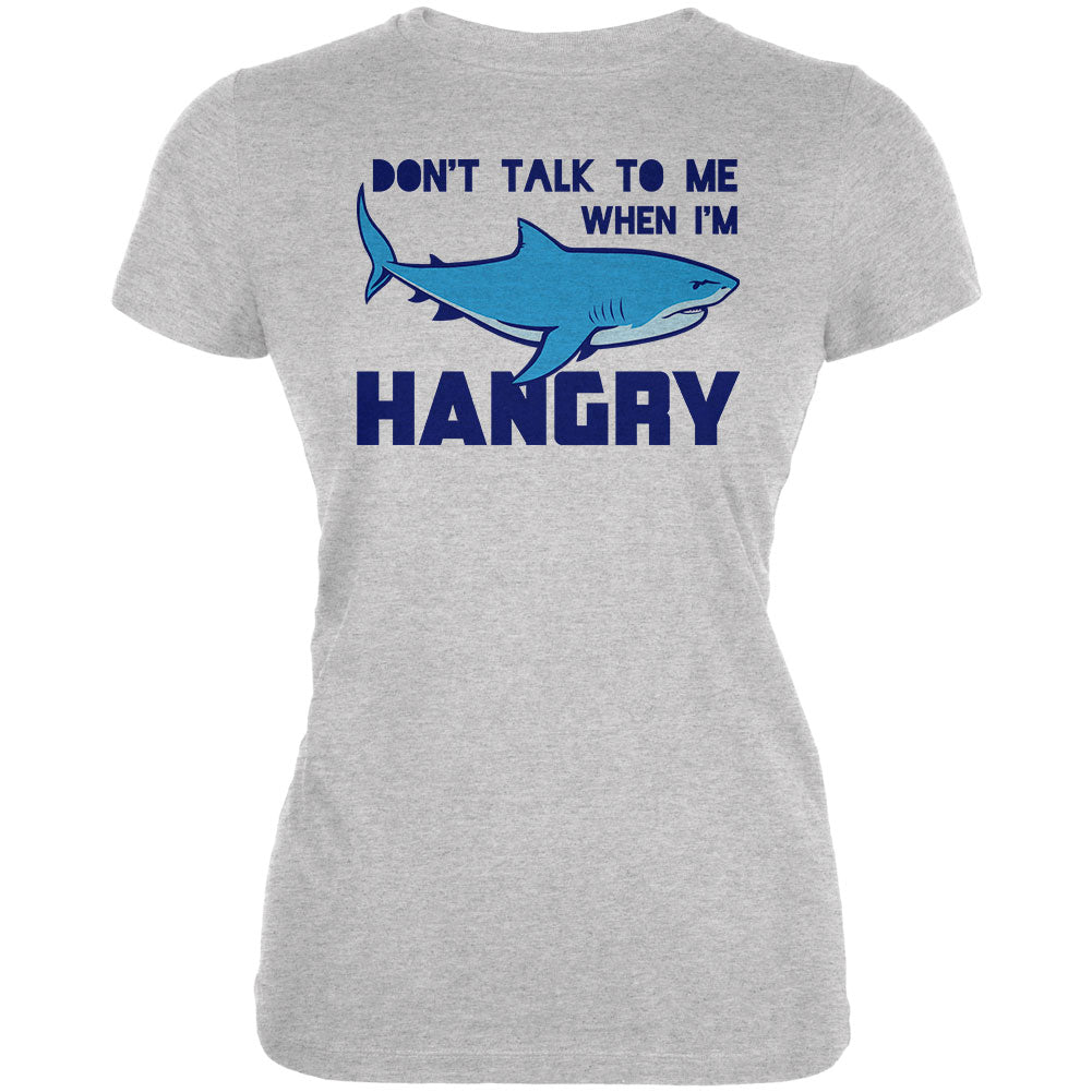 Shark Sharks Don't Talk to me Hangry Juniors Soft T Shirt Juniors T-Shirts Old Glory 2XL Heather Grey 