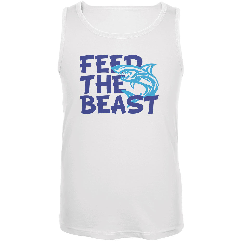 Shark Sharks Feed the Beast Mens Tank Top Men's Tank Tops Old Glory 2XL White 